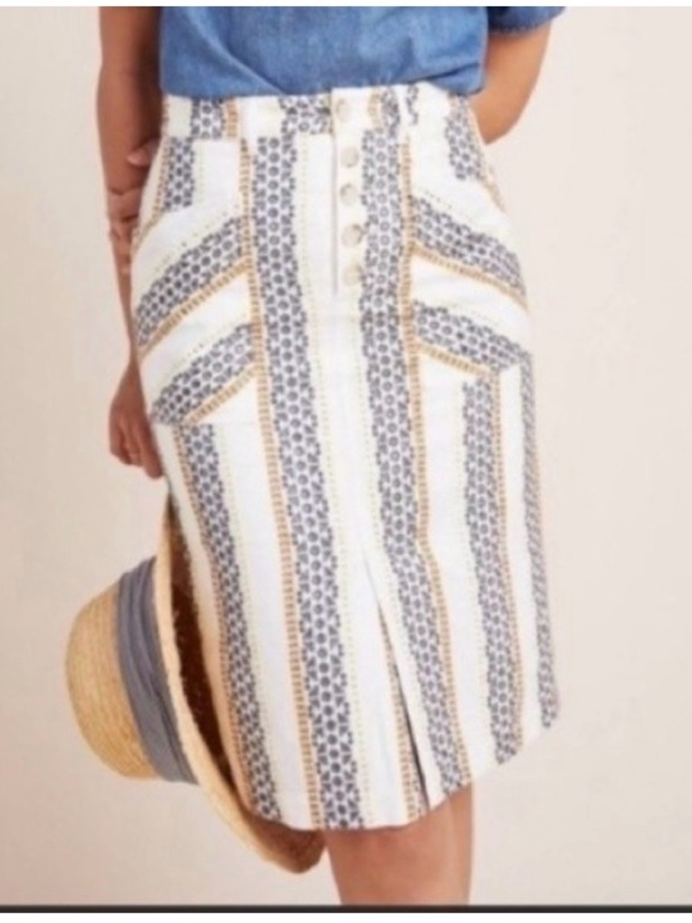 Anthropologie Quincy Embroidered Eyelet Pencil Skirt size 4